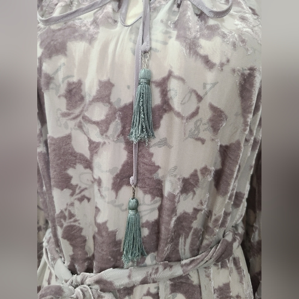 Jade Collection Johnny Was Velvet Burnout Floral Fairycore Tie Tassel Boho Dress - Picture 3 of 6